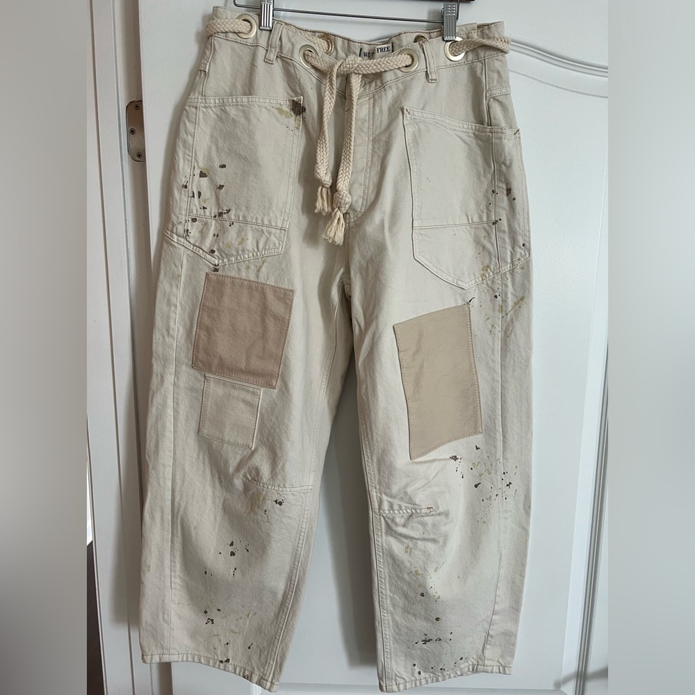 NWT We the Free Moxie Pull-on Barrel Jeans in Cream/Tan - Picture 5 of 7